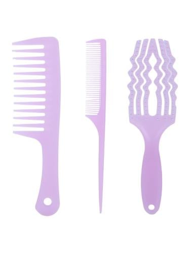 Cecilia Hair Tool Set Detangling Brush and Styling Combs Purple