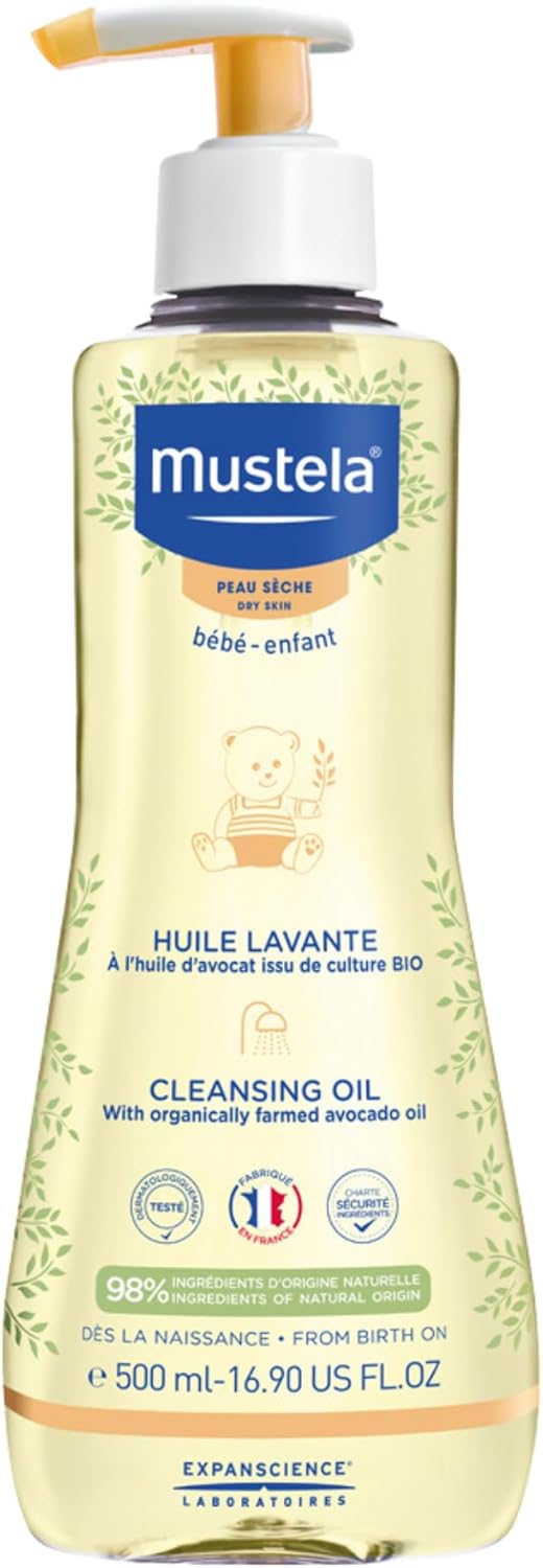 Mustela Cleansing Oil Lightweight Emulsifying Formula Avocado Oil 500 mL