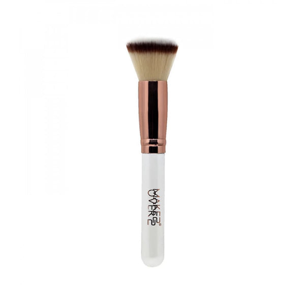 Makeover22 Over 22 Foundation Brush Dense Synthetic Bristles White Rose Gold