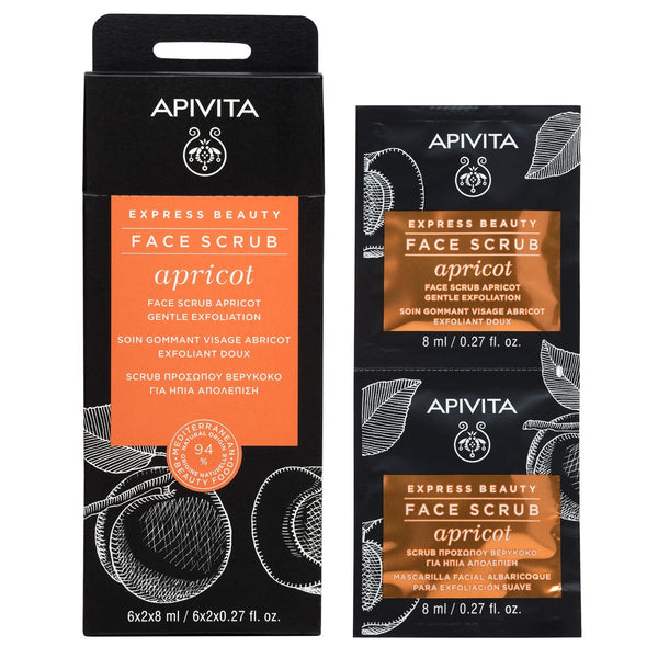Apivita Express Beauty Apricot Face Scrub for Smooth, Radiant-Looking Skin 2 x 8ml