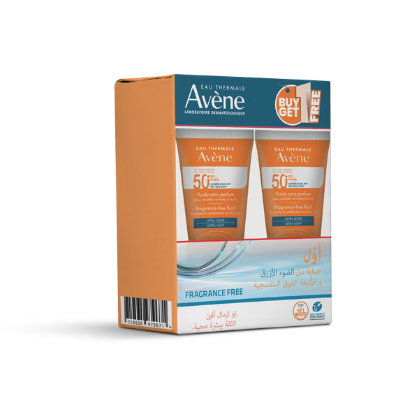 Avene Fluid SPF 50+ Fragrance-Free Sunscreen Cream Kit, Sensitive Skin, 50 ml x 2