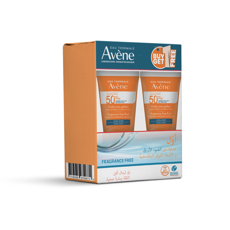 Avene Fluid SPF 50+ Fragrance-Free Sunscreen Cream Kit, Sensitive Skin, 50 ml x 2