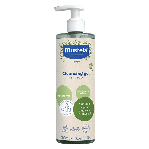 Mustela Bio Organic Cleansing Gel 2-in-1 Fragrance-Free Hair & Body Cleanser
