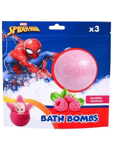 Disney Spider-Man Kids Bath Bombs Raspberry Fragrance, Colorful Fizz, Surprise Toy, 3 Pieces