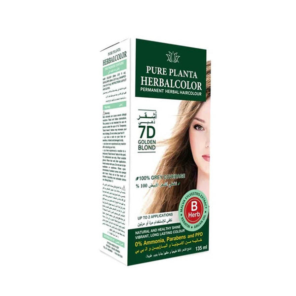 Pure Planta Natural Hair Dye Permanent Golden Blonde 7D, 135 ml, Ammonia-Free