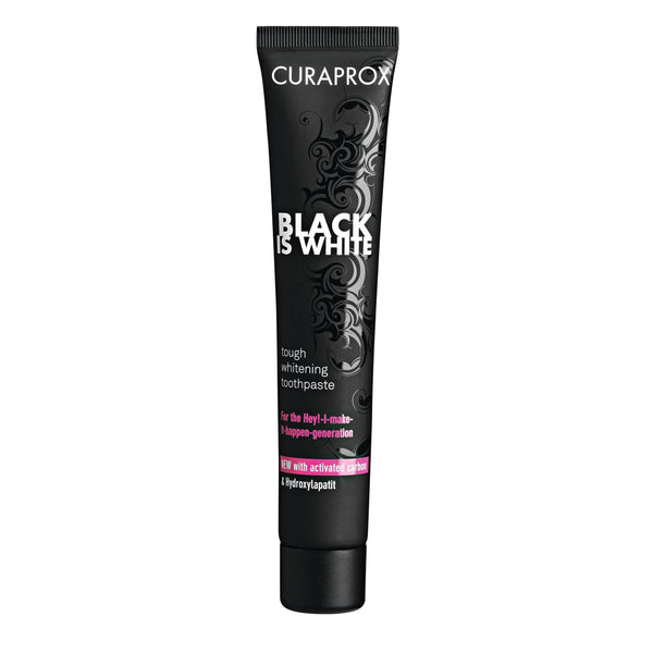 Curaprox Black Is White Brightening Toothpaste with Activated Charcoal and Hydroxyapatite, 90 ml