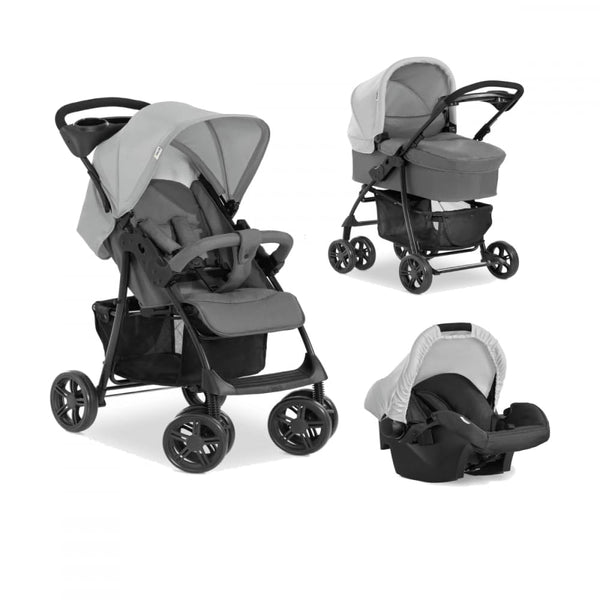Hauck Shopper Trioset Stroller Grey, Newborn Carrycot, Zero Plus Car Seat, 5-Point Harness