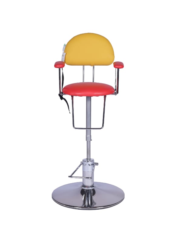 Salon System Colorful Children's Chair Adjustable Padded Seat Red and Yellow