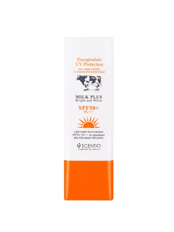 Scentio Bright N White Milk Sunscreen SPF 50 PA+++ Brightening Face & Neck 30g