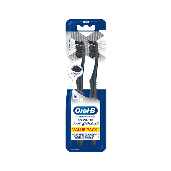 Oral-B Charcoal Toothbrush Soft Bristles Surface Stain Removal 1+1 Pack