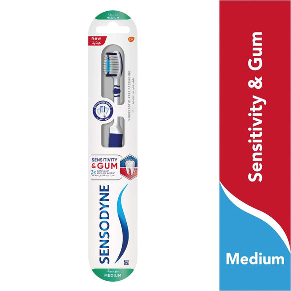Sensodyne Sensitive & Gum Medium Toothbrush, Silky Bristles, Dome-Shaped Head