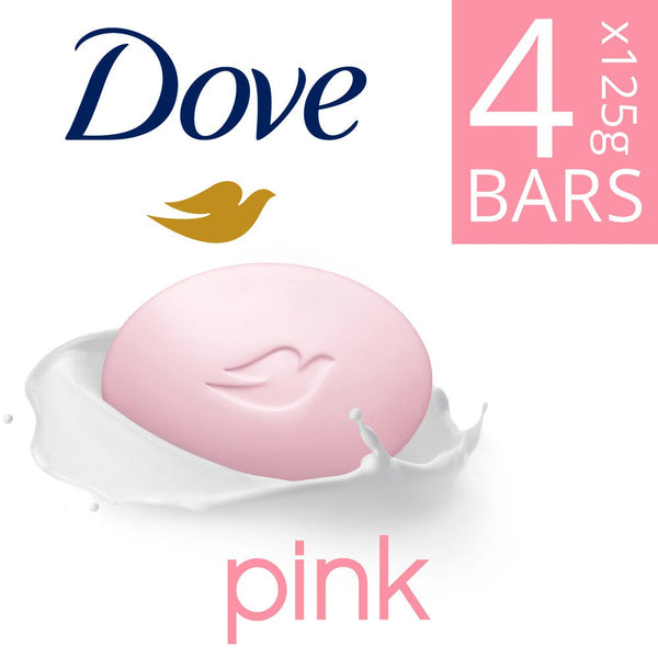 Dove Beauty Cream Bar Moisturising Soap, Pink, 125g Value Pack of 4