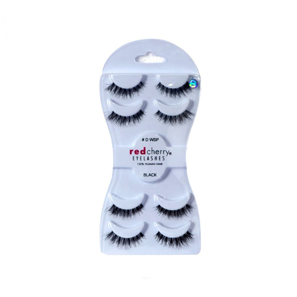Red Cherry D WSP Black False Eyelashes, Soft Natural Hair, Reusable, 4 Pairs