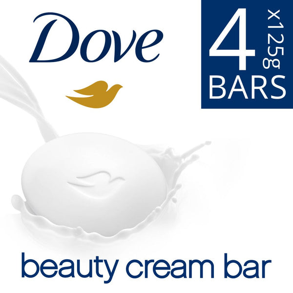 Dove Beauty Cream Moisturising Soap Bars, White, 125 g, Pack of 4