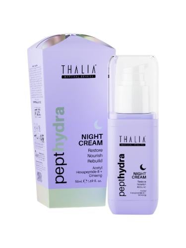 Thalia Peptihydra Night Cream Rich Moisturizer Acetyl Hexapeptide-8 Ginseng Extract 50ml