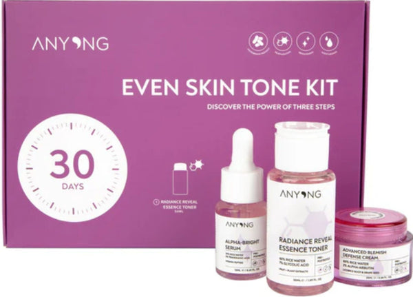 Anyong Even Skin Tone Skincare Kit Rice Water Toner Serum Cream 30-Day Set