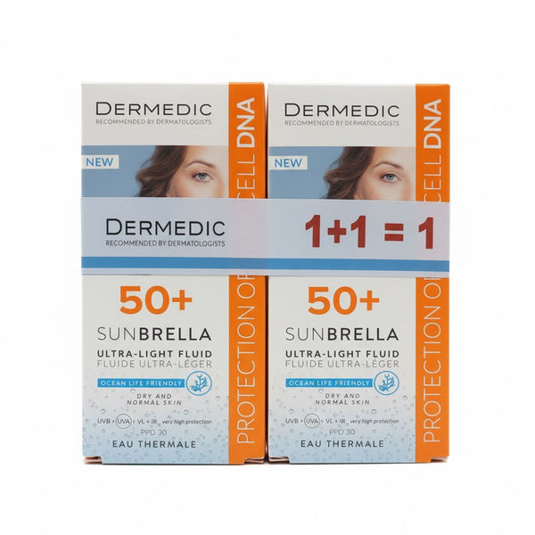 Dermedic Sunbrella Dry & Normal Ultra-Light Fluid SPF 50+ UVA/UVB Sunscreen 1+1