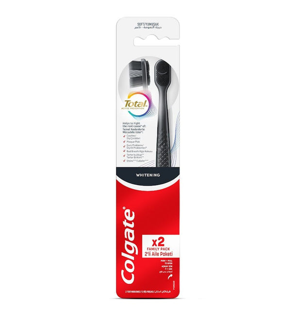 Colgate Total Restore Toothbrush Value Pack, Charcoal Spiral Bristles, 2 Pieces