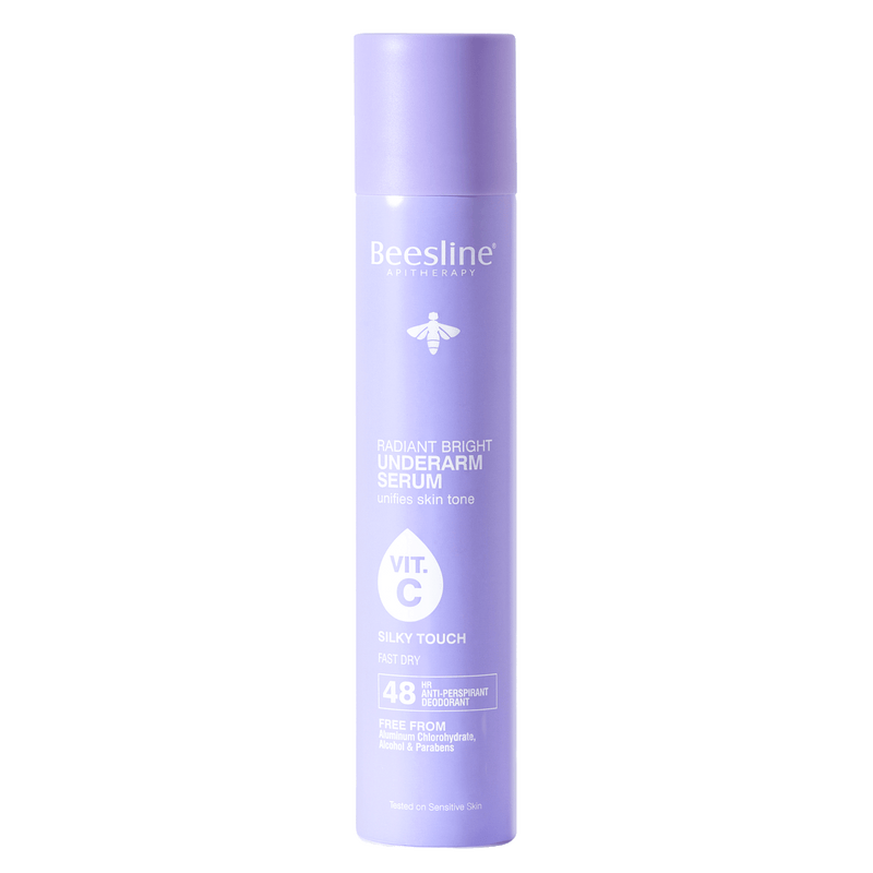 Beesline Radiant Bright Underarm Serum Spray, Silky Touch, Alum + Vitamin C, 48H Protection, 150ml