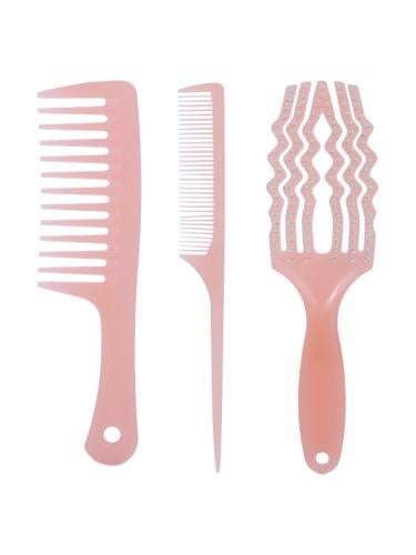 Cecilia Hair Tool Set Detangling Brush and Styling Combs Pink