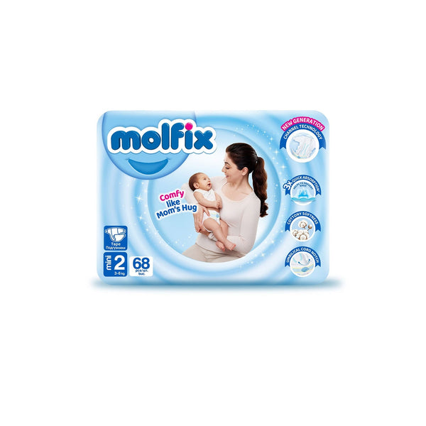 Molfix Baby Diapers Size 2 Mega Pack Soft Cottony Texture 68 Diapers