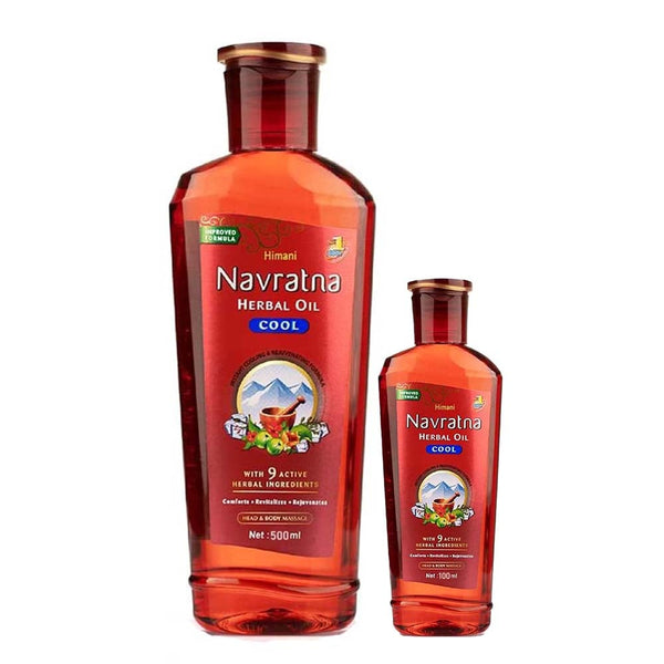 Himani Navratna Cool Herbal Massage Oil for Hair and Body, 500 ml + 100 ml
