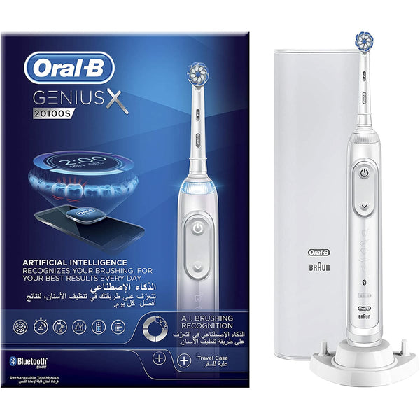 Oral-B GeniusX 20100S Rechargeable Electric Toothbrush Smart Brushing Technology White