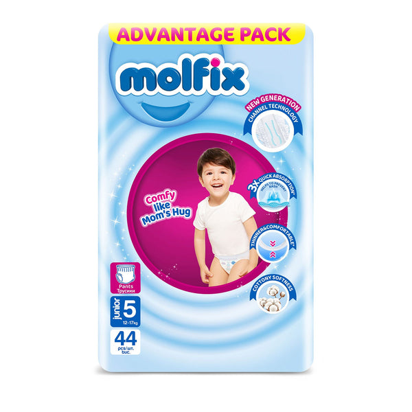 Molfix Baby Diapers Size 5 Mega Pack 44 Pants Soft Cottony Texture