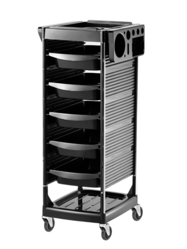 Salon System 5 Drawer Salon Trolley Black
