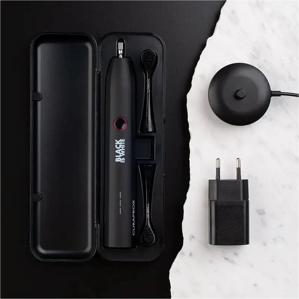 Curaprox Black Is White Hydrosonic Electric Toothbrush Sonic Technology Black 2 Brush Heads