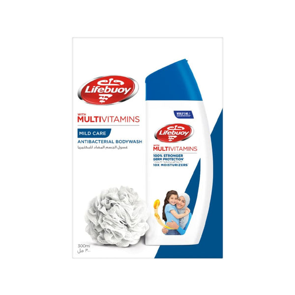 Lifebuoy Mild Care Body Wash Rose & Sakura Scent with Loofah, 300 ml