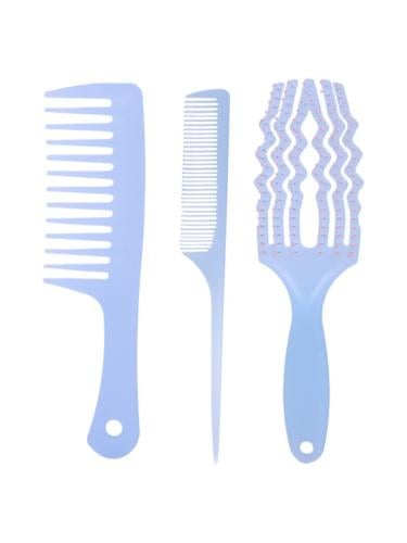 Cecilia Hair Tool Set Detangling Brush and Styling Combs Blue