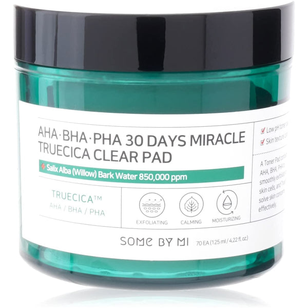 SOME BY MI AHA BHA PHA 30 Days Miracle Truecica Clear Pad Exfoliating Facial Pads 125 ml