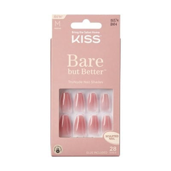 KISS Bare But Better Nails Short Artificial Nail Kit Natural Finish 28 Pieces