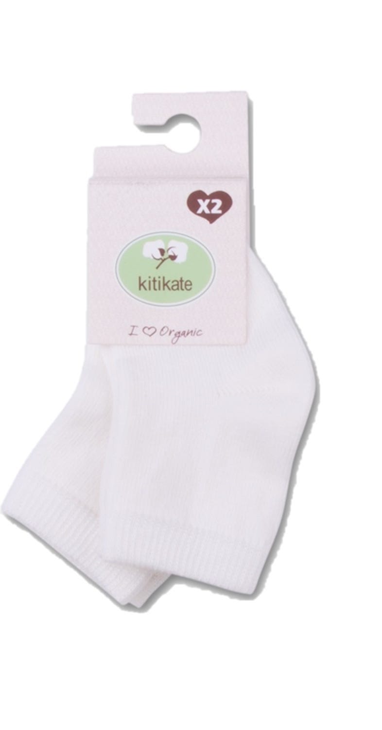 Kitikate Organic Baby Socks 2-Piece Set White/White 12-18 Months