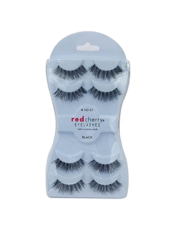 Red Cherry 4-in-1 Black False Eyelash Set, Natural Look, Lightweight, 4 Pairs