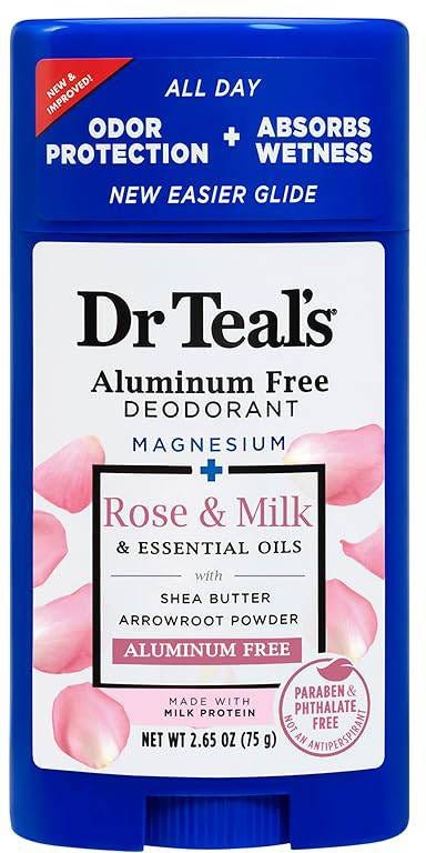 Dr Teal's Aluminum Free Deodorant Stick Magnesium Rose & Milk 75 g