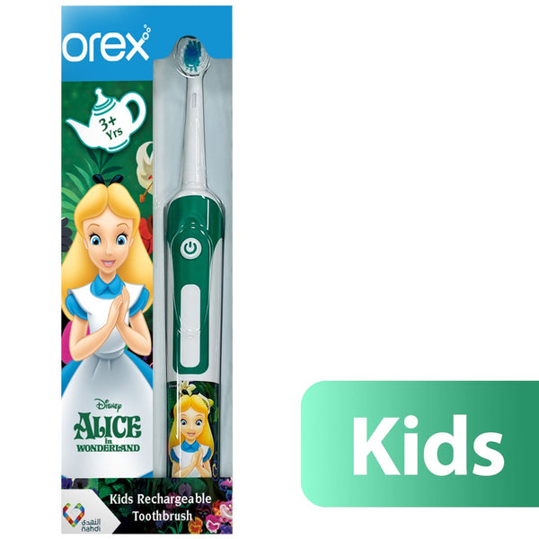 Orex Kids Rechargeable Electric Toothbrush Alice in Wonderland, 2-Minute Timer, Age 3+