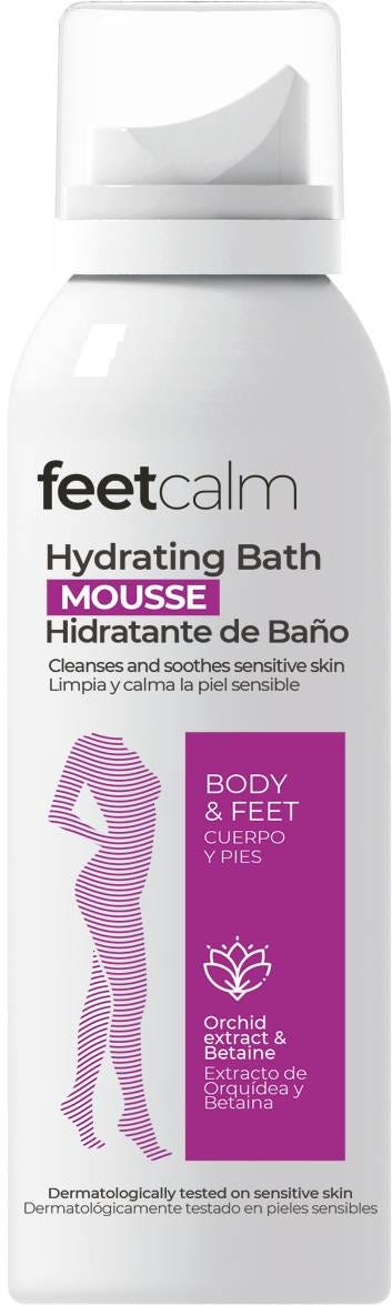 Feetcalm Hydrating Bath Mousse Body and Foot Cleanser, Orchid Extract, Betaine and Glycerine, 125 ml