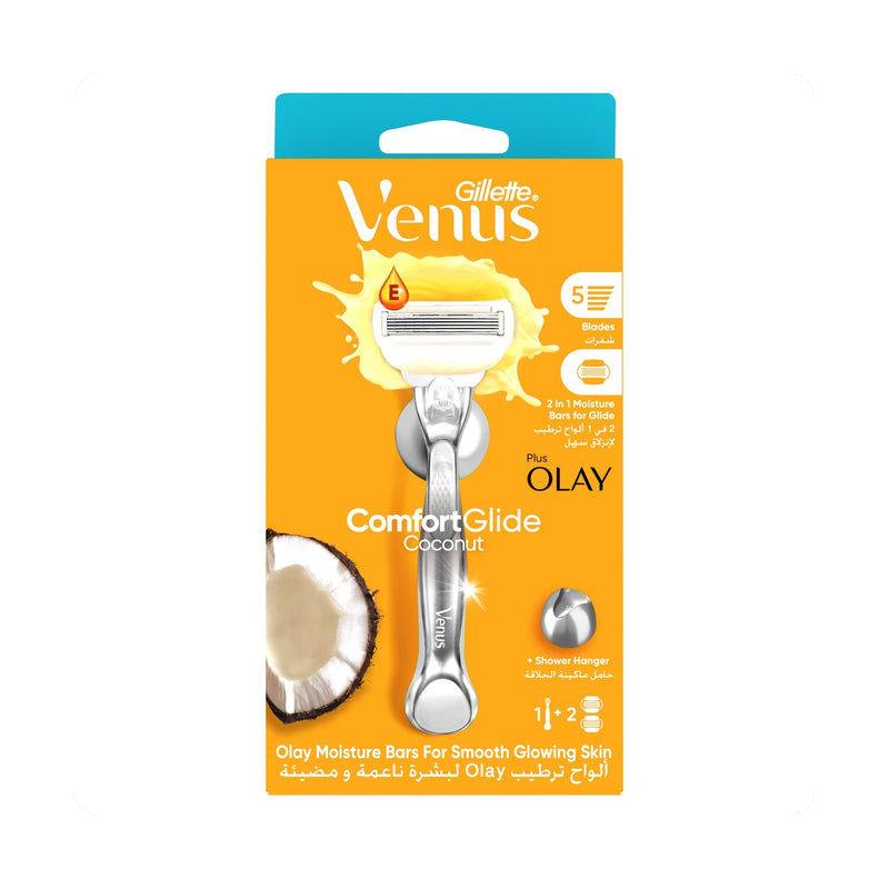 Gillette Venus ComfortGlide Coconut with Olay 5-Blade Razor and 2 Refill Cartridges