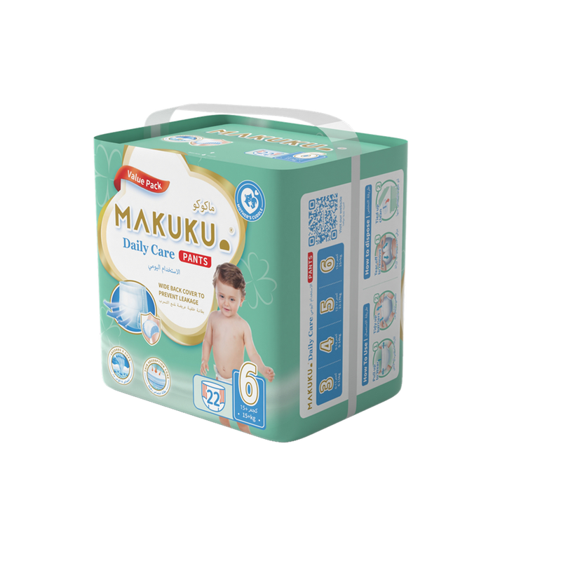 Makuku Daily Care Pants Diapers Size 6, Soft Absorbent Core, 22-Piece Jumbo Pack