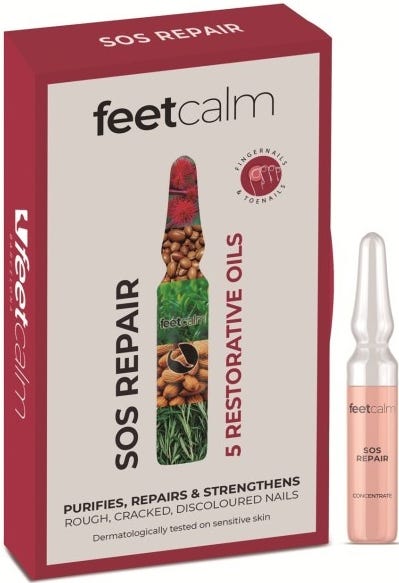 Feetcalm SOS Repair Concentrate Nail Care Ampoules with 5 Restorative Oils, 7 x 1.5 ml