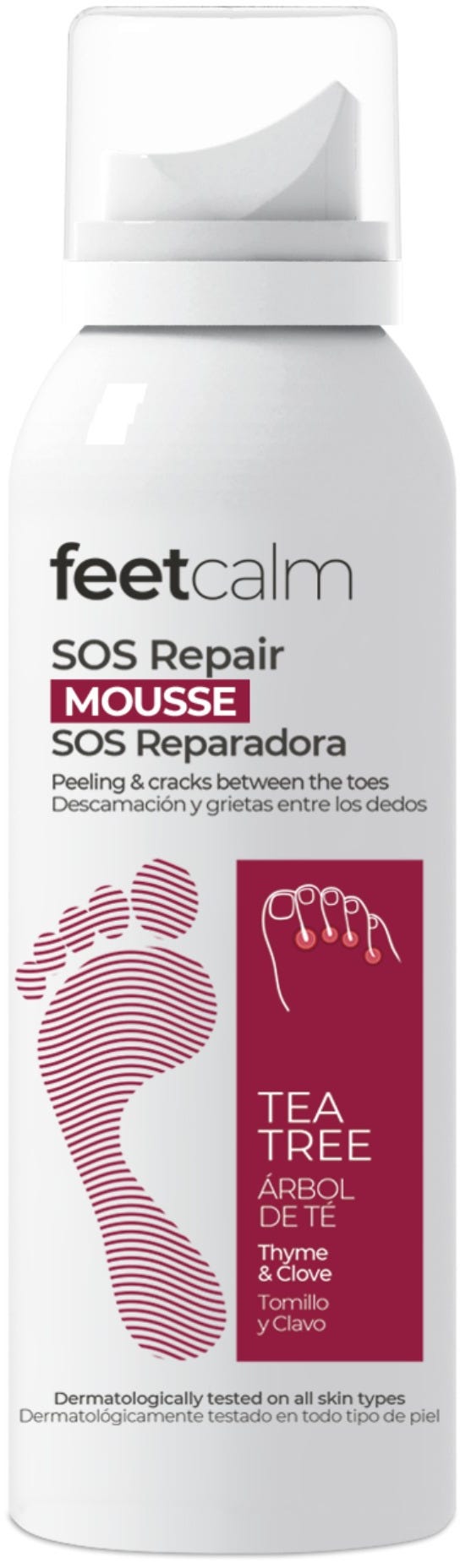 Feetcalm SOS Repair Mousse Foot Care Formula Tea Tree Oil Urea Panthenol 125 ml