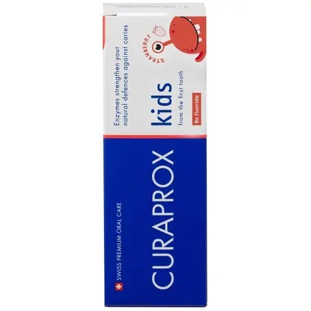 Curaprox Kids Strawberry Toothpaste No Fluoride Natural Enzymes 60 ml
