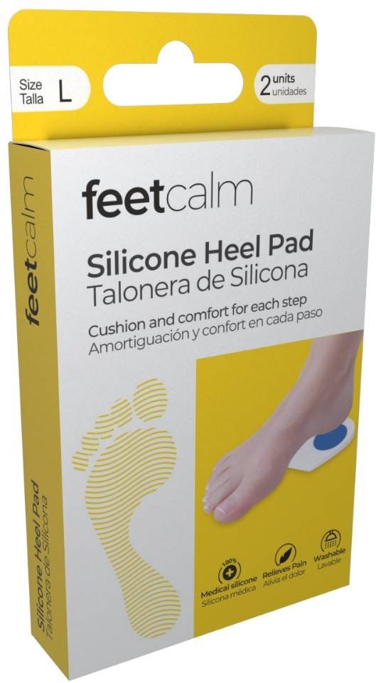 Feetcalm Silicone Heel Pad Extra-Thin Cushion, Soft Blue Silicone, Size M, 1 Pair