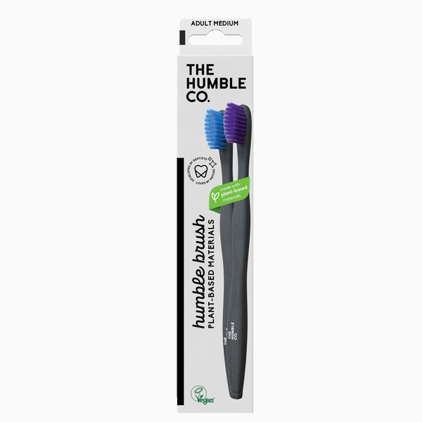 Humble Brush Plant-Based Medium Toothbrushes Mixed Colors 2-Pack