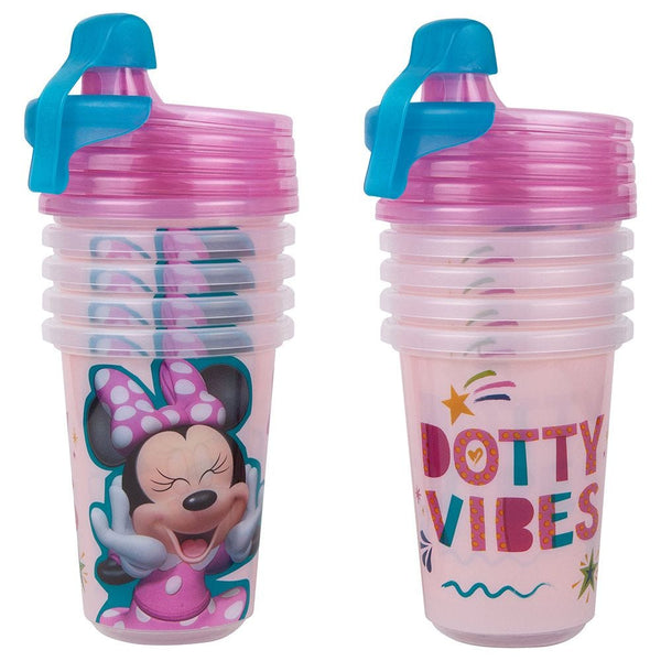 The First Years Minnie Take & Toss Sippy Cups Spill-Proof Snap-On Lids 10 Oz, 10 Pack