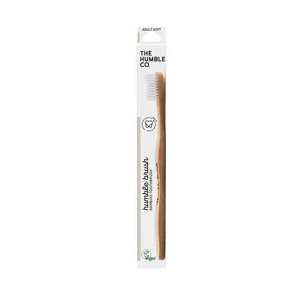 Humble Brush Bamboo Soft Flat Curved Toothbrush Medium White