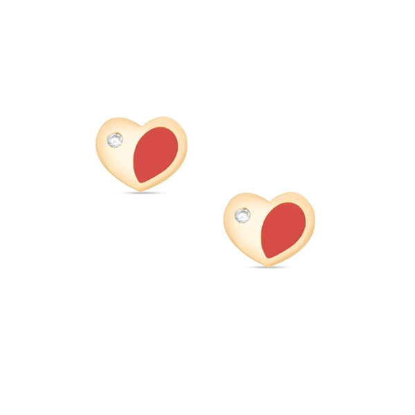 Navaro Kids Half Heart Earrings, 21K Gold-Coated Zircon, NEK-G35