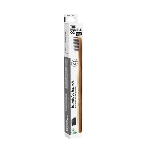 Humble Brush Bamboo Soft Flat Curved Toothbrush BPA-Free Nylon Mixed Colors Medium